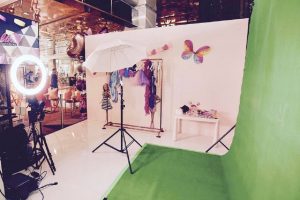 Pop Up Studio with White Stage Flooring & White Walls